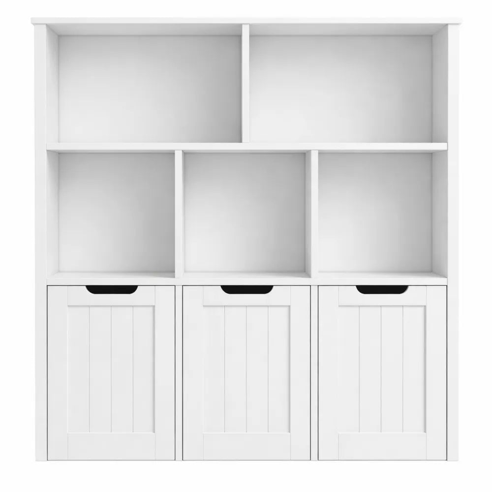 Bibliothèque de Rangement Enfant avec Étagères et Bacs en Tissu